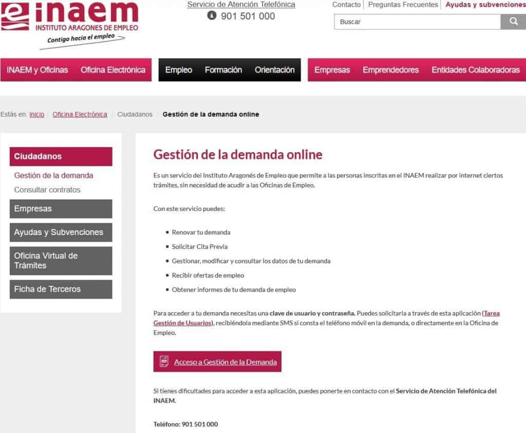 Renovar demanda de empleo en Aragón online