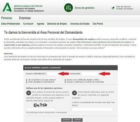 Renovar demanda de empleo en Andalucía online